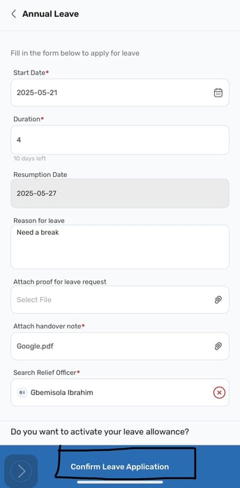 How to Apply for Leave on the Mobile App