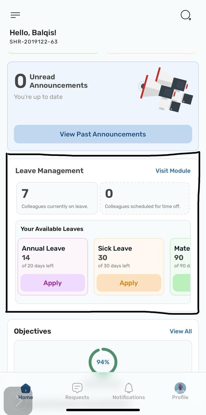 Leave Application - Mobile App