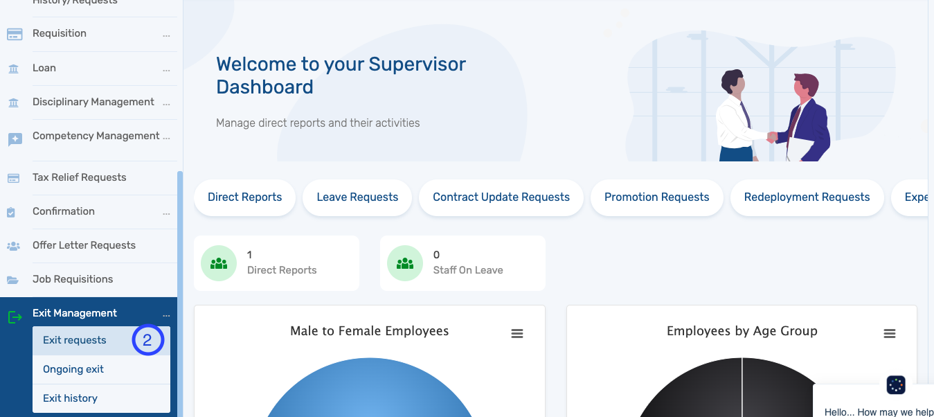 How Supervisors can view Employee's Exit Request.