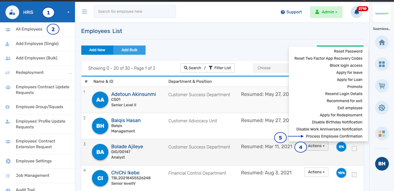 How to add an employee already on the HRMS to a confirmation policy