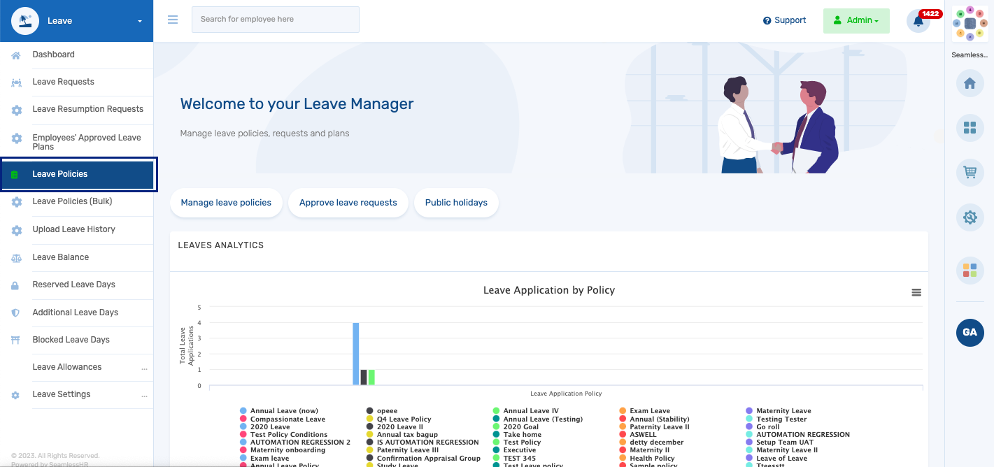 How to enable weekends and public holidays on a Leave Policy
