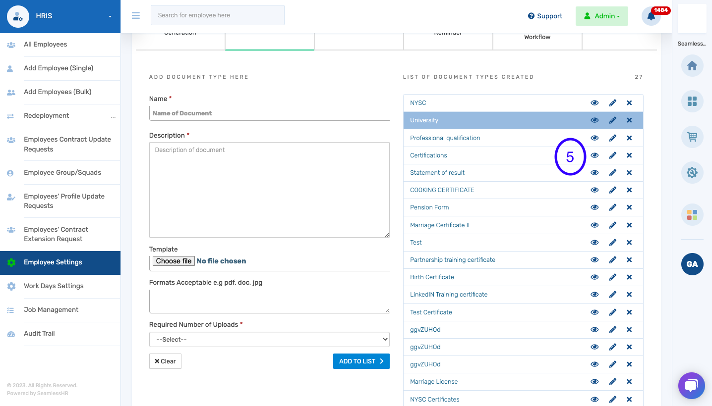 How to Update Employee Documents Setup