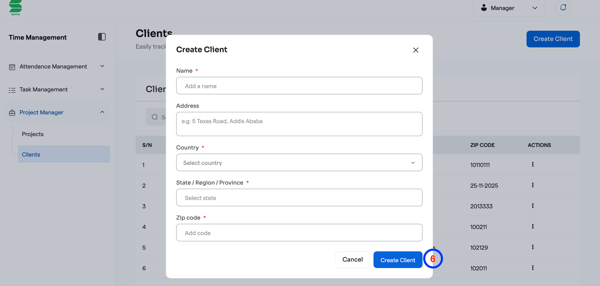 How to create a client as a manager