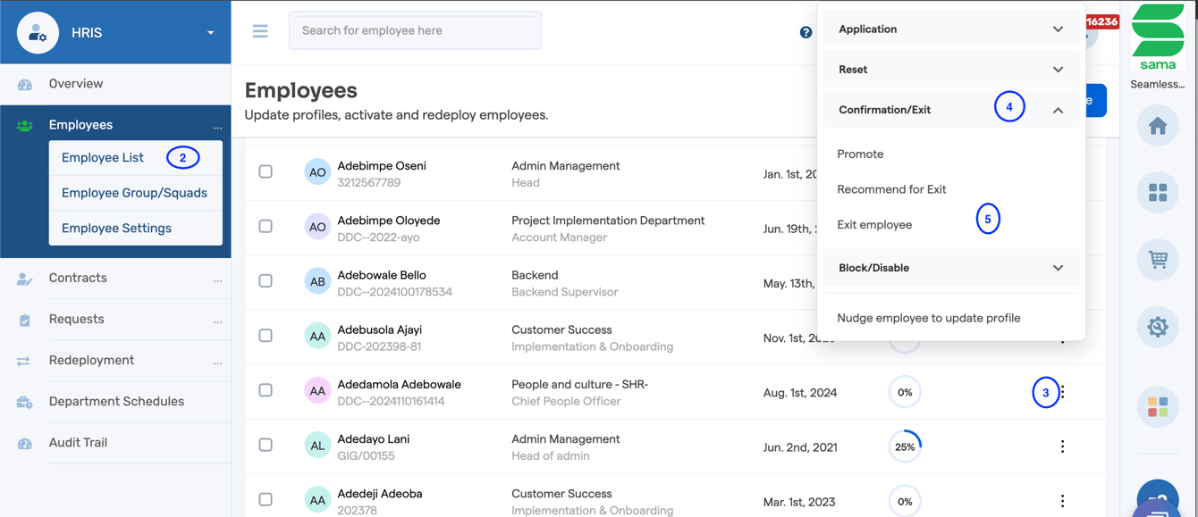 Exit Click How to exit an employee