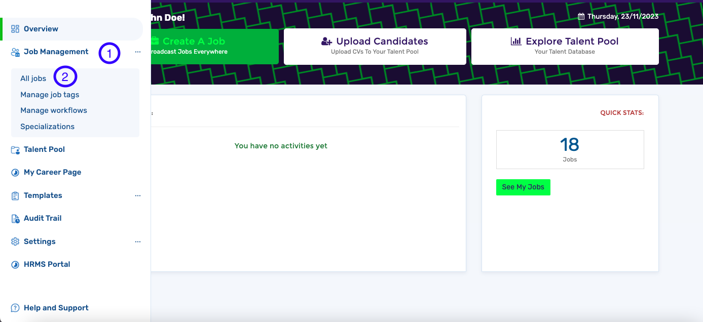 How to view candidates' activities as an admin