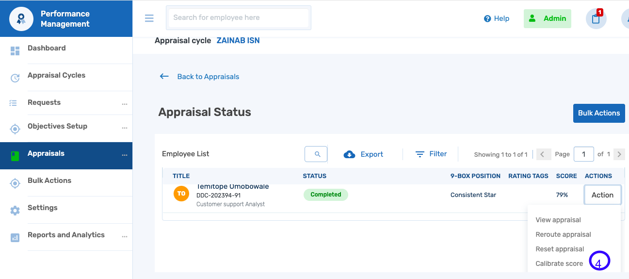 How to Calibrate an Employee's Appraisal as an Admin